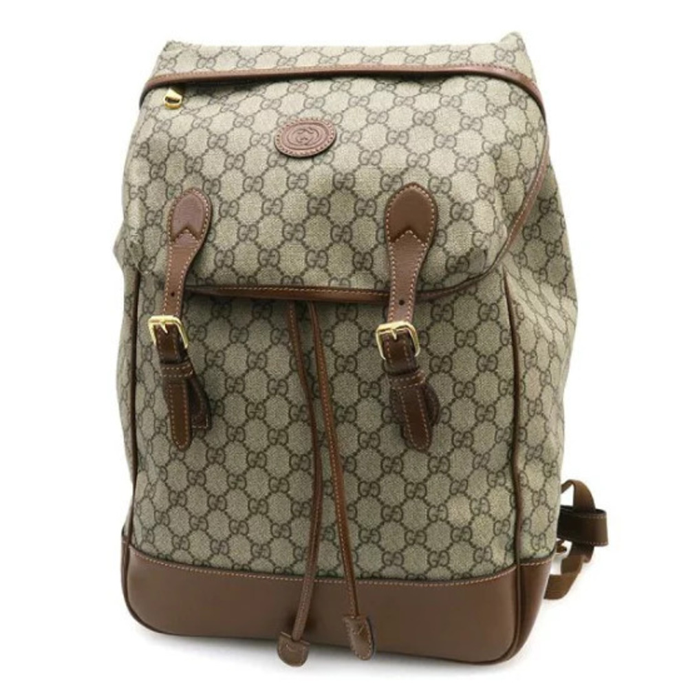 Gucci GG Supreme Backpack beige ebony canvas brown leather